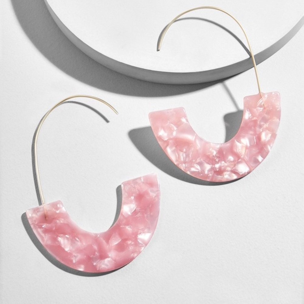 Pink Resin Drop Earrings